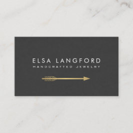 Tarjeta De Visita Edgy Bohemian Faux Gold Arrow Artesanía artesanal