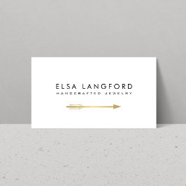 Tarjeta De Visita Edgy Bohemian Faux Gold Arrow Artisanal White