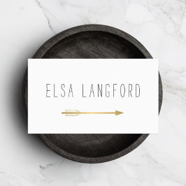 Tarjeta De Visita Edgy Bohemian Faux Gold Arrow Texto manuscrito II