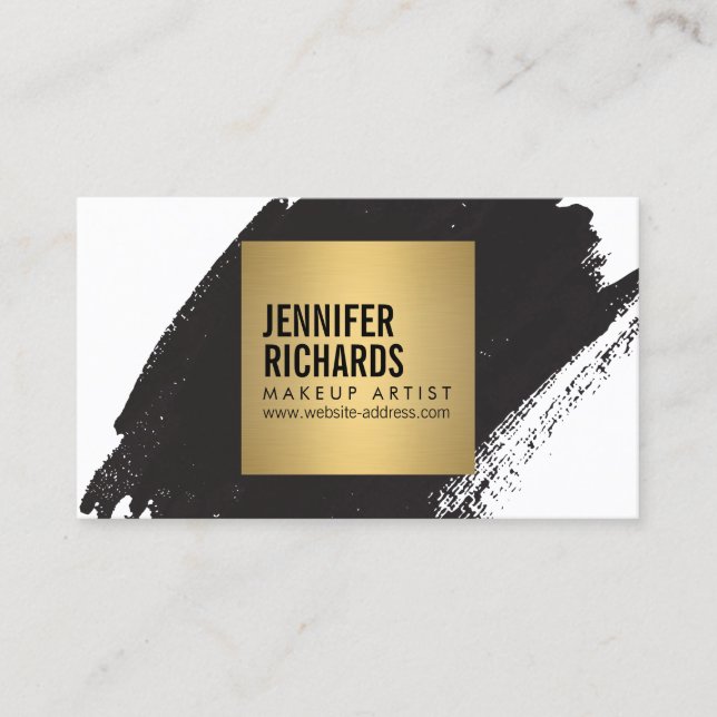 Tarjeta De Visita Edgy Bold Pincel negro para artista de maquillaje (Anverso)
