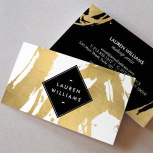 Tarjeta De Visita Edgy Faux Gold Brushstrokes