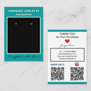 Tarjeta De Visita Edición de Aretes Teal Black Códigos QR de Redes S