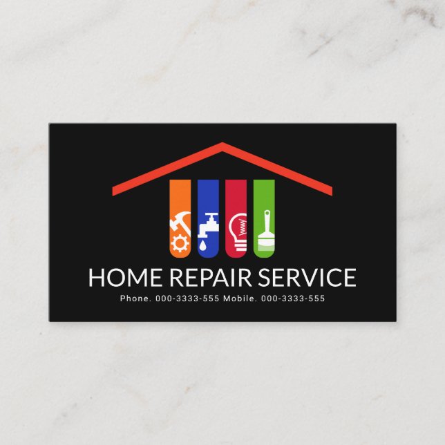 Tarjeta De Visita Edificio de la azotea de las herramientas Handyman (Anverso)