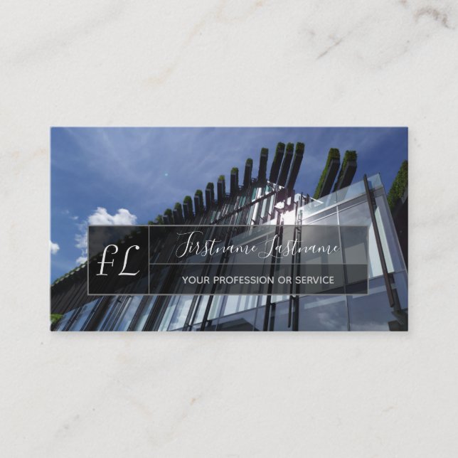 Tarjeta De Visita Edificio de oficinas de fachada de vidrio moderno  (Anverso)