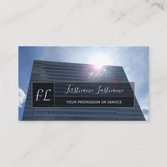 Tarjeta De Visita Edificio de oficinas de fachada de vidrio moderno  (Anverso)