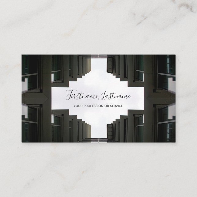 Tarjeta De Visita Edificio de oficinas de fachada moderna de cristal (Anverso)