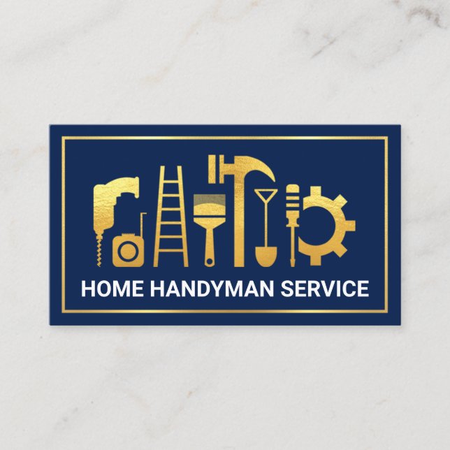 Tarjeta De Visita Edificio del marco dorado de la capa azul (Anverso)