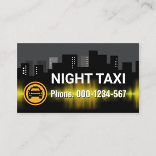 Tarjeta De Visita Edificio Silhouette de la Ciudad de Taxi Nocturno