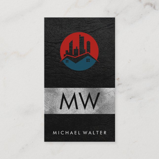 Tarjeta De Visita Edificios de Home Architect | Cuero (Anverso)