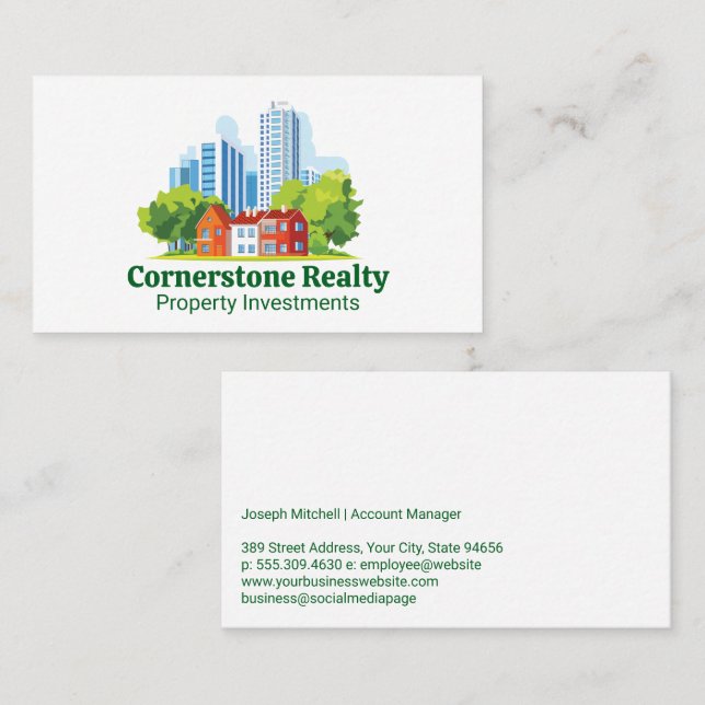 Tarjeta De Visita Edificios de la ciudad | Barrio residencial (Anverso / Reverso)