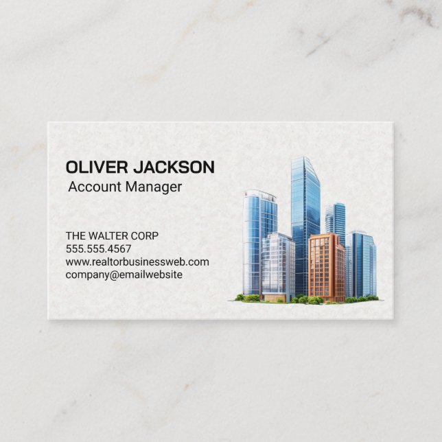 Tarjeta De Visita Edificios de vidrio del Skyline de la ciudad (Anverso)
