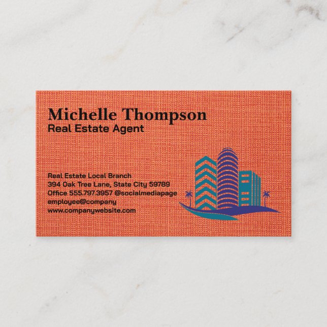 Tarjeta De Visita Edificios Modernos de Bienes Raíces | Textura de T (Anverso)