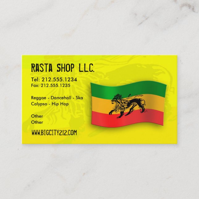 Tarjeta de visita Editable de Rastafarian (Anverso)