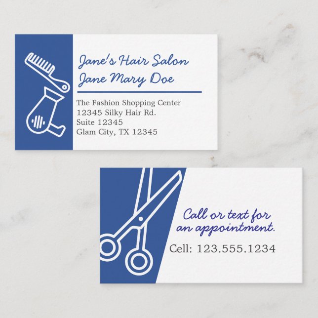 Tarjeta De Visita Editable Hair Salon Modern Stylish Business Card (Anverso / Reverso)