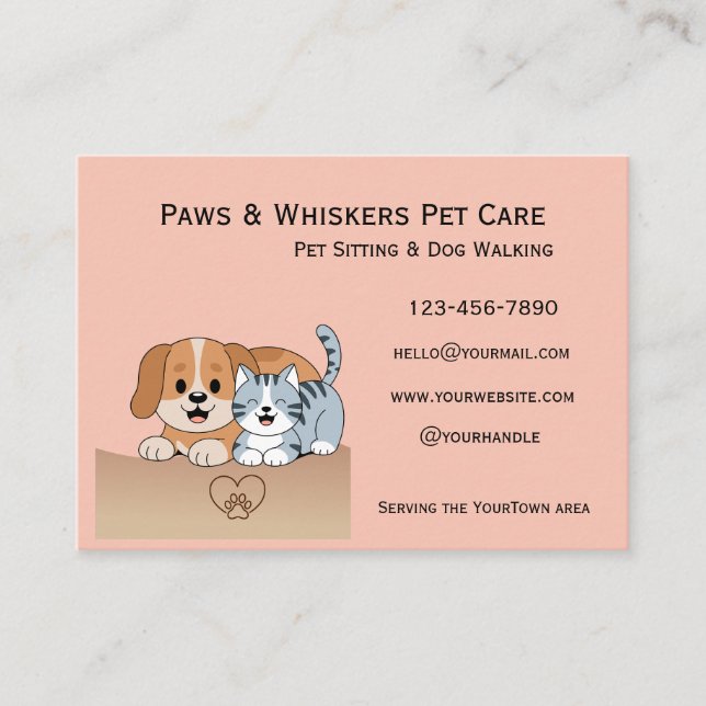 Tarjeta De Visita Editable Pet Sitting and Dog Walking Business Card (Anverso)