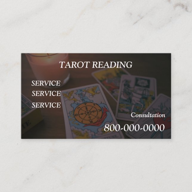 Tarjeta De Visita Editable, Servicio de lectura de tarjetas, Tarot,  (Anverso)