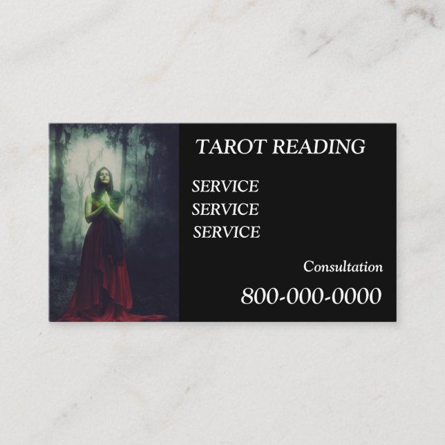 Tarjeta De Visita Editable, Servicio de lectura de tarjetas, Tarot,  (Anverso)