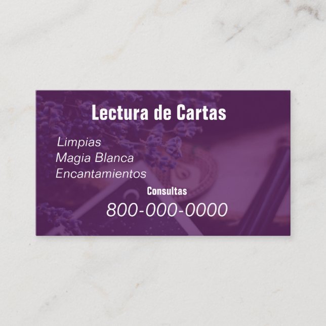 Tarjeta De Visita Editable, Servicio de lectura de tarjetas, Tarot,  (Anverso)