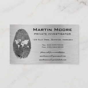 Tarjeta De Visita Editable World Fingprint Detective Privado