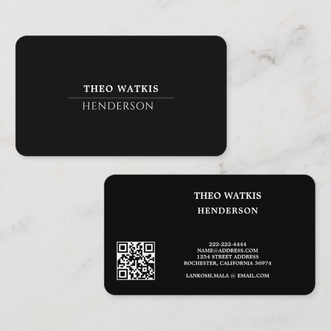 Tarjeta De Visita Editar código qr blanco y negro (Anverso / Reverso)