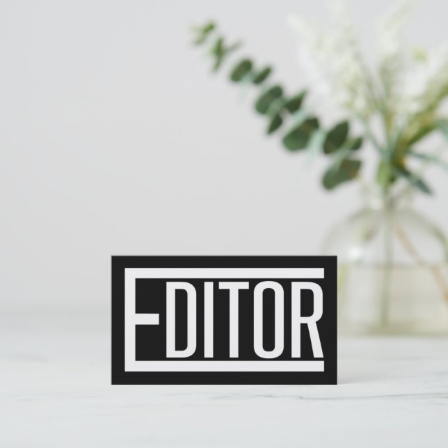Tarjeta De Visita Editor de Word en blanco y negro (Anverso de pie)