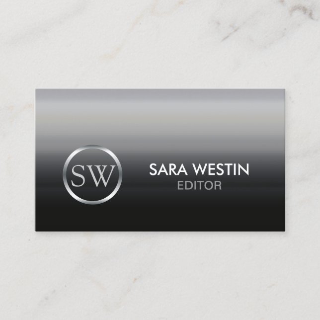 Tarjeta De Visita Editor Print Publishing Elegant Monogram (Anverso)