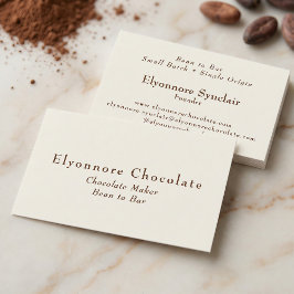 Tarjeta De Visita Editorial Serif Bean to Bar Chocolate Maker 