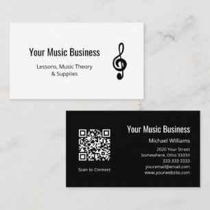 Tarjeta De Visita Educación musical simple Código QR Treble Clef