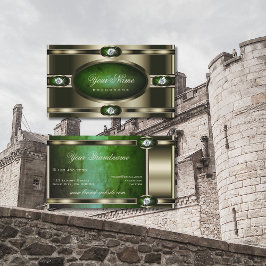 Tarjeta De Visita Efecto cromado de los ojos con mármol verde oscuro