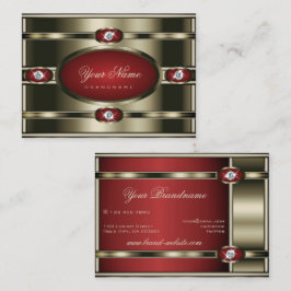 Tarjeta De Visita Efecto cromado excepcional con gradiente rojo oscu