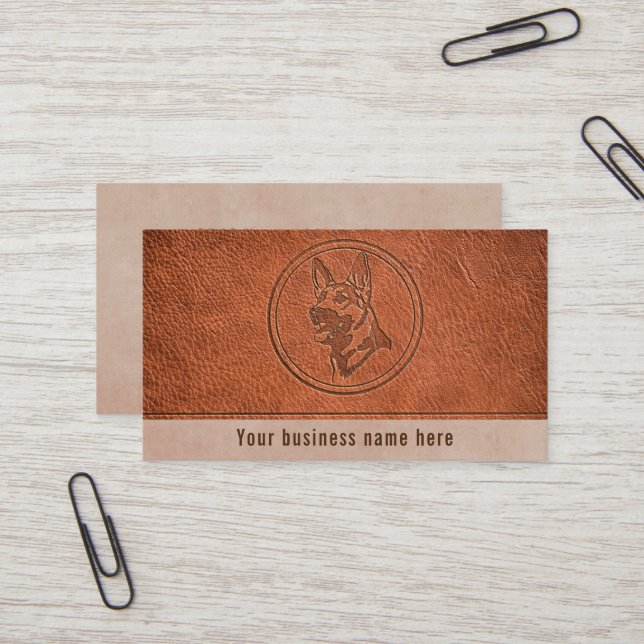 Tarjeta De Visita Efecto de cuero grabado en relieve del perro (Anverso/Reverso In Situ)