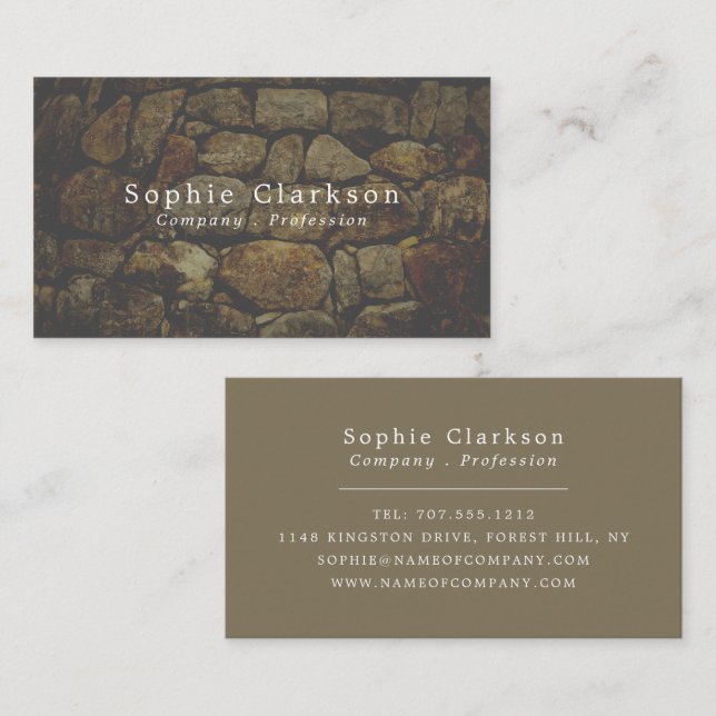 Tarjeta De Visita Efecto de piedra marrón, ruso (Anverso / Reverso)