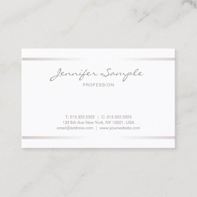Tarjeta De Visita Efecto de plata llano moderno elegante profesional (Anverso)