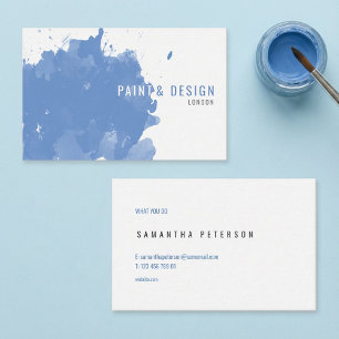 Tarjeta De Visita Efecto de salpicadura de pintura azul acuarela