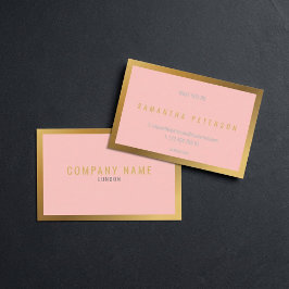 Tarjeta De Visita Efecto dorado, borde dorado grueso, fondo rosa
