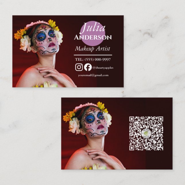 Tarjeta De Visita efecto especial disfraz maquillaje artista MUA fot (Anverso / Reverso)