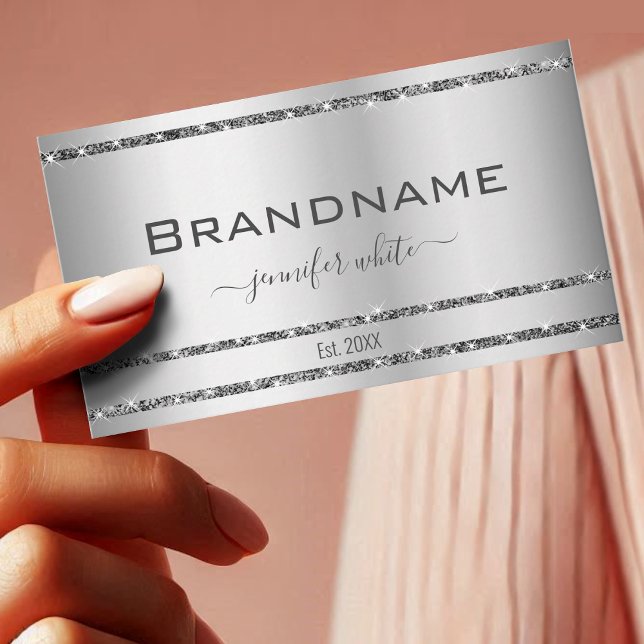Tarjeta De Visita Efecto Glam Silver Purpurina Elegante Estrellas de (Subido por el creador)