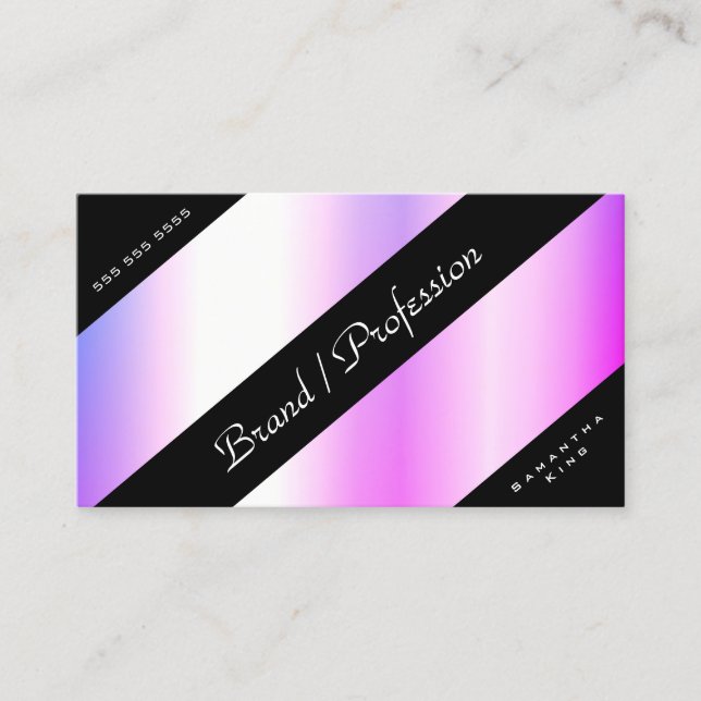 Tarjeta De Visita Efecto holográfico moderno degradado púrpura pasto (Anverso)