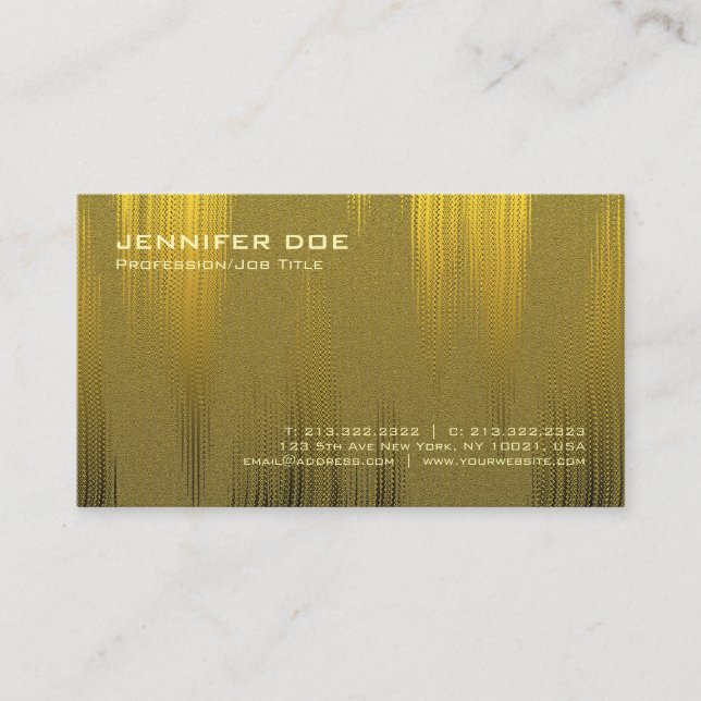 Tarjeta De Visita Efecto llano elegante moderno profesional del oro (Anverso)