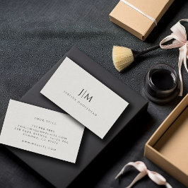 Tarjeta De Visita Efecto moderno Monograma Minimalista de línea gris