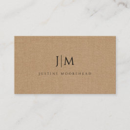 Tarjeta De Visita Efecto Monograma de línea marrón claro Minimalista