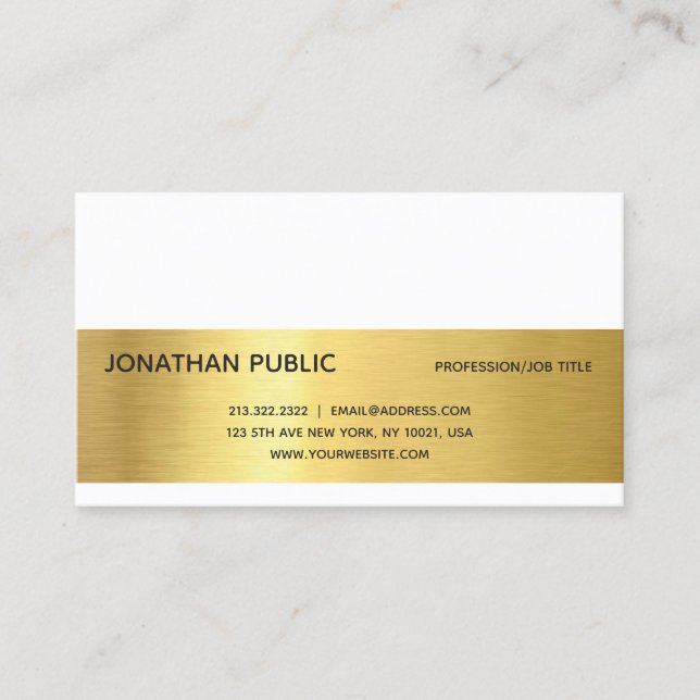 Tarjeta De Visita Efecto Oro Elegante Moderno Profesional Plano de L (Anverso)