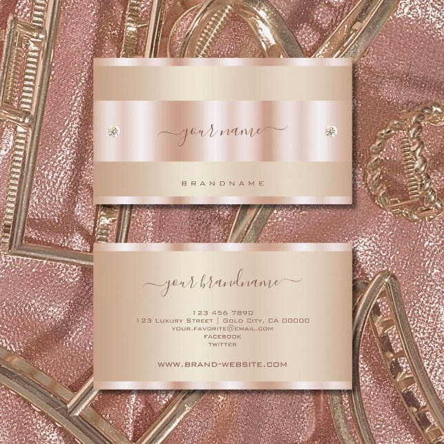 Tarjeta De Visita Efecto oro Rosa muy elegante con diamantes pequeño (Subido por el creador)