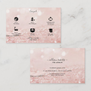 Tarjeta De Visita Efecto romántico rosa purpurina Jewelry Care Bu