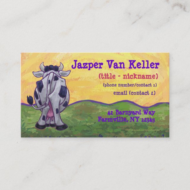 Tarjeta De Visita Efectos de escritorio de la vaca (Anverso)