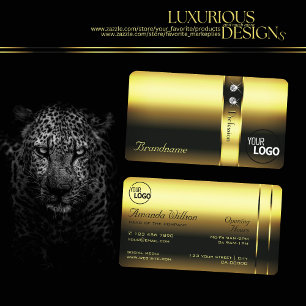 Tarjeta De Visita Efectos de oro glamorosos con logotipo y horas de 
