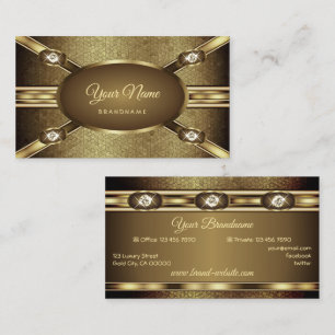 Tarjeta De Visita Efectos de oro oscuro de lujo Diamantes elegantes 
