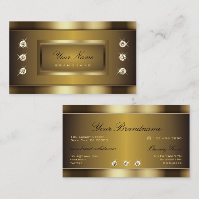 Tarjeta De Visita Efectos dorados muy elegantes con gráficos de diam (Anverso / Reverso)