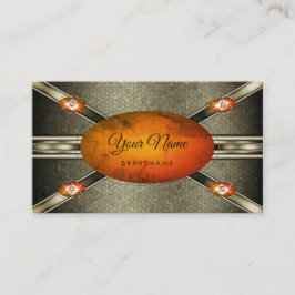 Tarjeta De Visita Efectos plateados con una Mármol Naranja que atrap