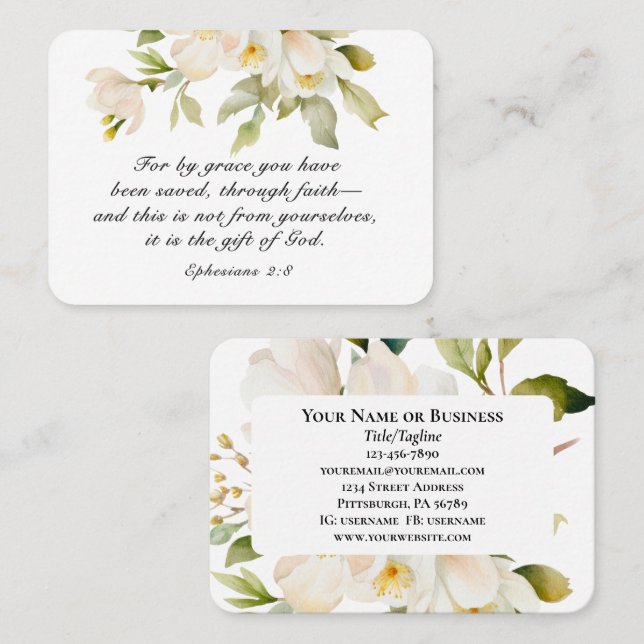 Tarjeta De Visita Efesios 2:8 Por Gracia has salvado la Biblia (Anverso / Reverso)